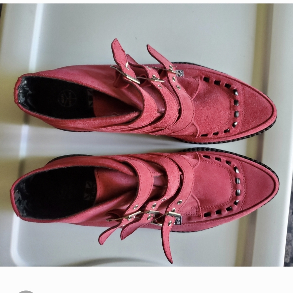 TUK Punk Hot Pink Pointed Toe Creeper Boots Women 10 / Men 8 - Picture 7 of 9